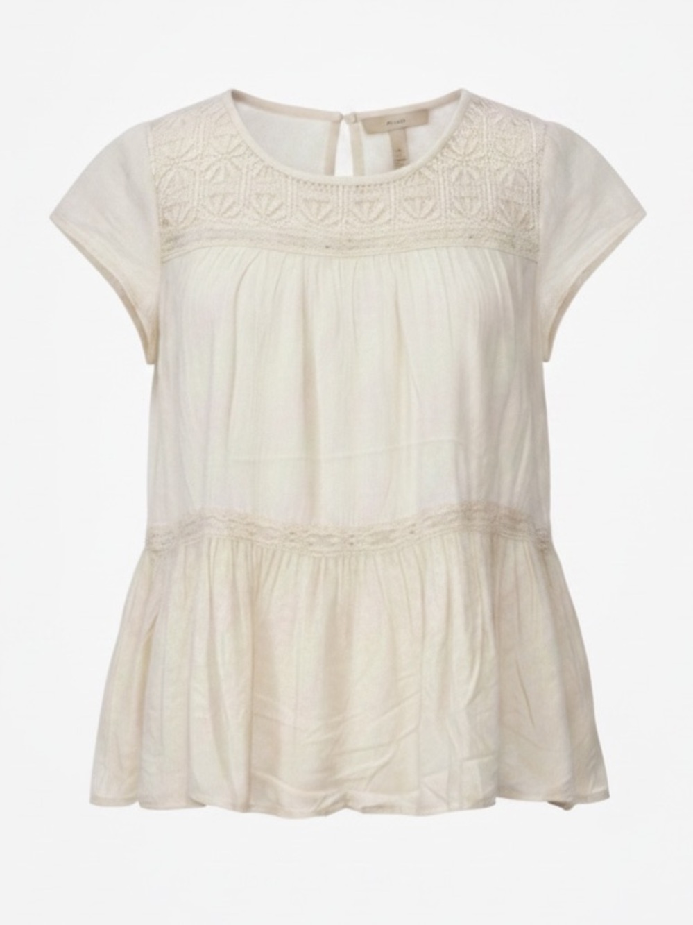 Xhilaration Cream Blouse with Lace Detail